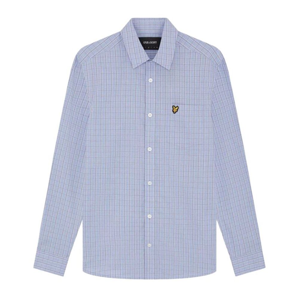 Lyle & Scott Mens Micro Checked Woven Shirt / Chalk Blue